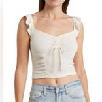 All in Favor NWT  Off White Flutter Sleeves Corset Tank Top XL Milkmaid Coquette Photo 0