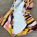 VIX by Paula Hermanny Brown&Yellow Watercolor Stripe Deep Plunge One Piece Sz.L Brown Size L Photo 8