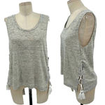 Generation Love  Gray Linen Side Lace-up Tassel Tank‎ Top Size Small Photo 1