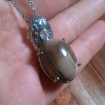 Venus Jasper and Sky Blue Topaz Stainless Steel Pendant Necklace Photo 5