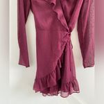 Everly Maroon Long Sleeve Ruffle Wrap Dress Size Small Photo 4