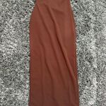 ASOS Design Petite Sculpted Asymmetric Maxi in Chocolate, Size 2 Photo 2
