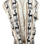 Vintage Artisan Made Alpaca Print Fringe Souvenir Vest M White Size M Photo 0