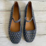 Madewell NEW  Sz 6.5 Greta Studded Leather Mary Jane Flat Basalt Blue NV817 Photo 6
