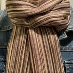 NWT Kroren Silk Striped Pashmina with Fringe at Ends Brown Photo 4