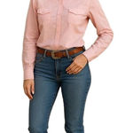 Stetson Pink Long Sleeve Floral Embroidery Button-up Shirt Medium, Equestrian Photo 0