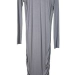 Forever 21  Gray Fitted Bodycon Long Sleeve Ruched Side Midi Dress Medium M Photo 1