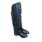 Libby Edelman  Over The Knee Black Riding Boot Size 8 Tall Zip Equestrian Style Photo 2