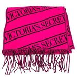 Victoria's Secret  VS Logo Stripe Scarf Pink Black Fuschia 82x12 Photo 0