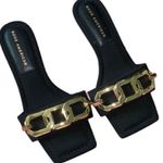 Good American sandals 5.5 NEW kitten heel oversized chain detail square toe Photo 0