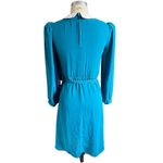 Vintage 70s 80s Turquoise Sheer Fit & Flare Knee Length Collared Dress Size 8 Photo 2