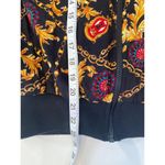 First Option Vintage Status Print Quilted Zipper Jacket EUC Sz M Rayon Gold Blk Size M Photo 10