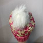 Women Crochet Beanie Brim PomPom Winter Chunky Hat Holiday Gift Pink Photo 2