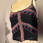 Charlotte Russe Size Medium Black Sheer Embroidered Strappy Tank Top Open Back Photo 3