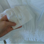 Guess Cropped Long Sleeve Flowy SemiSheer White Blouse Size XL Pirate Smock Photo 0