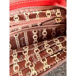 Burgundy & Red Tignanello Crossbody Purse Genuine Leather Trim 9"x8" Photo 7