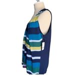 New York & Company Blue Green Yellow Striped Stretchy Sleeveless Knit Top Large Photo 6