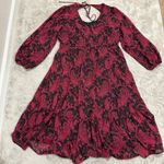 Torrid  Burgundy Paisley Tea Length Clip Dot Open Back A-Line Dress Plus Size 1X‎ Photo 4