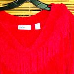 Coach + Camel M Red Oversized Fringed Chenille Sweater Size M Photo 2