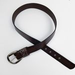 None Leather Belt Brown with Brushed Silver Studs Photo 1