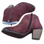 Diba Sequoia Suede Bootie Burgundy Ankle Boots SZ 7 Fall Metal Toe Western Purple Photo 5