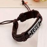 Unisex Brown Leather Bracelet “Love” Photo 3