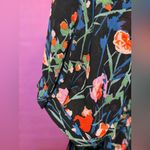 ZARA Large Black Floral Pleated 3/4th Sleeve Babydoll Mini Dress by Photo 10