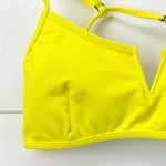 Kendall + Kylie Womens L Flutter Ruffle Bikini Top Neon Yellow Strappy Flirty Photo 2
