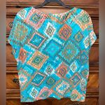 Ruby Rd . colorful southwestern print mesh top with gold-toned accents 24” P2P Photo 1