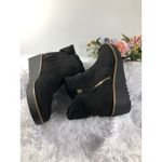 Bandolino Rhena2 Black Suede Wedge Bootie 8.5 Faux Fur Collar Zipper Closure Photo 6