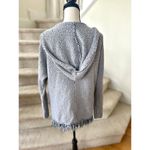 Free People  Love Me Tender Oversize Marled Blue Hooded Fringe Cardigan Photo 3