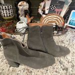Corso Como  Charcoal Suede NWOB Pull On Ankle Booties w/ Tie Detail Block Heel Photo 2