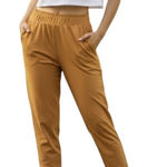 Lululemon Pants Womens 10 Mustard High Rise Tapered Paperbag Waist Pockets Ankle Brown Photo 0