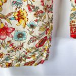 Biba Cream Colorful Floral Satin Printed Straight Long Sleeve Kurta Top M Red Size M Photo 4