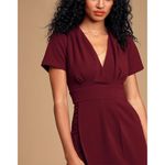 Lulus NWT  Marena Burgundy Short Sleeve Mini Dress Faux‎ Wrap Front, Size XS Photo 5
