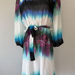 XS Clifton colorful midi dress with gradient​ 3/4 sleeve length transparent slv Blue Photo 0