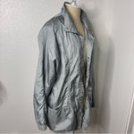 Vintage 80s Lightweight Jacket Shimmer Silver Tudor Court Mid Length Size Medium Photo 2