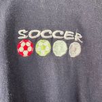 Hanes Vintage Soccer Embroidered Graphic Tee Navy Blue Youth L Women XS Small Photo 1