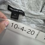 Something Navy Shirt Womens Medium Gray Puff Sleeve 3/4 Length Top Lightweight Photo 3