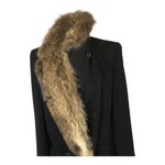 Perry Ellis Vintage 1960's-70's Fur Trimmed long black wool coat size 10 Photo 6