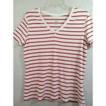 Faded Glory  top Women Large Red And White Striped V Neck Short Sleeve‎ Photo 6