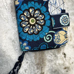 Vera Bradley Wallet Small Blue Floral Design 4”by 4” Zippered Coin, CC And Bill Photo 0