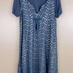 Sundance Blue Eyelet Lace Silk Cotton Tie Bow Front Dress Medium Photo 0