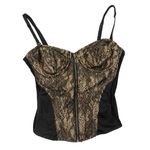 Topshop Black and Cream Floral Lace Corset Bustier Cami Sexy Size 6 Small Photo 0
