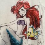 Disney The Little Mermaid White Ariel Sketch Drawn Artsy Tank Top Size Small Photo 2