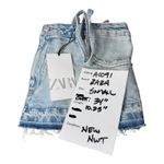 ZARA NEW Denim CROP TOP Spaghetti Strap Jean Short TANK Shirt Women's SM Blue! Photo 8
