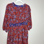Japna  Dress L Sundress Floral Paisley Print Red Boho Preppy Cute V Neck Coquette Photo 7
