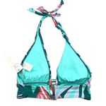 Anne cole  Tropical Print Ring Halter Bikini Swim Top Green Red XS Photo 3