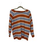 Modcloth  Blue Brown Striped Ribbed Sweater Retro 70s Crewneck Plus Size 1X Photo 2