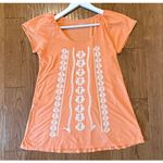 Garnet Hill orange embroidered front short sleeve blouse xs Photo 8